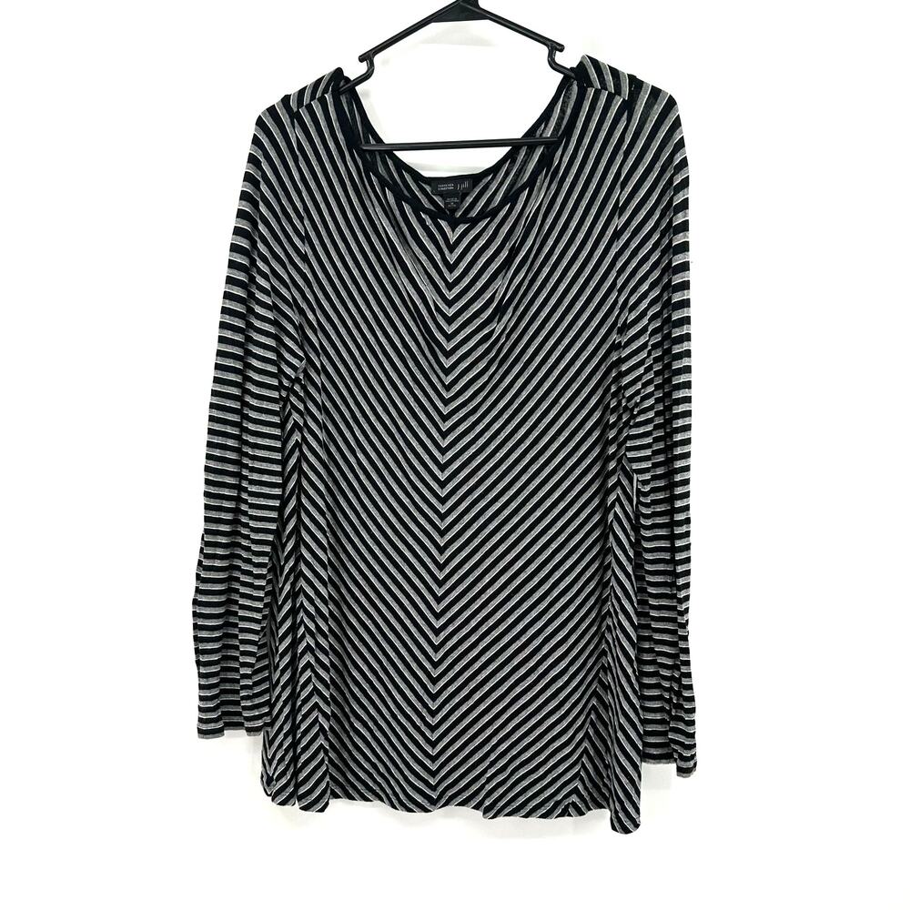 J. Jill size Medium petite wearever collection long sleeve shirt top black gray